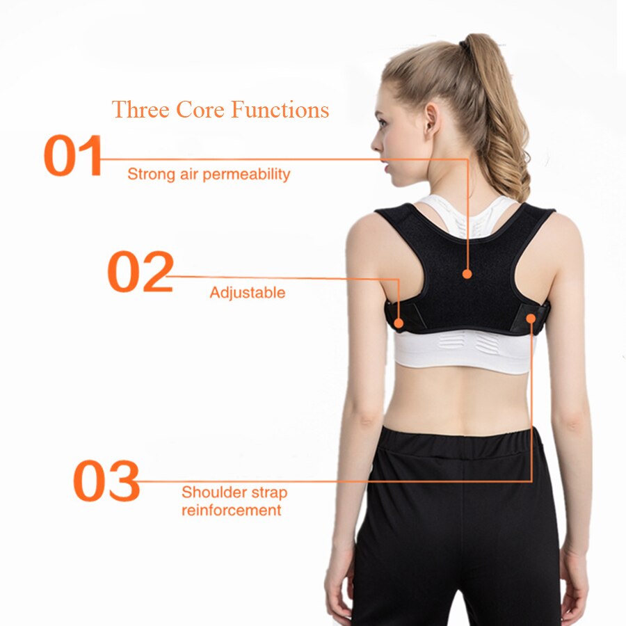 Black Spine back posture Corrector back support Protection Back Shoulder Posture Correction Belt Humpback Back Pain Relief Brace - ultrsbeauty