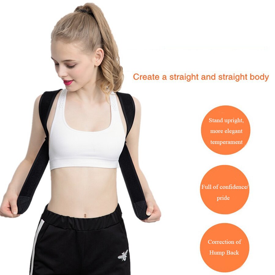 Black Spine back posture Corrector back support Protection Back Shoulder Posture Correction Belt Humpback Back Pain Relief Brace - ultrsbeauty
