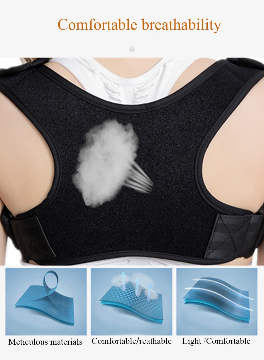 Black Spine back posture Corrector back support Protection Back Shoulder Posture Correction Belt Humpback Back Pain Relief Brace - ultrsbeauty