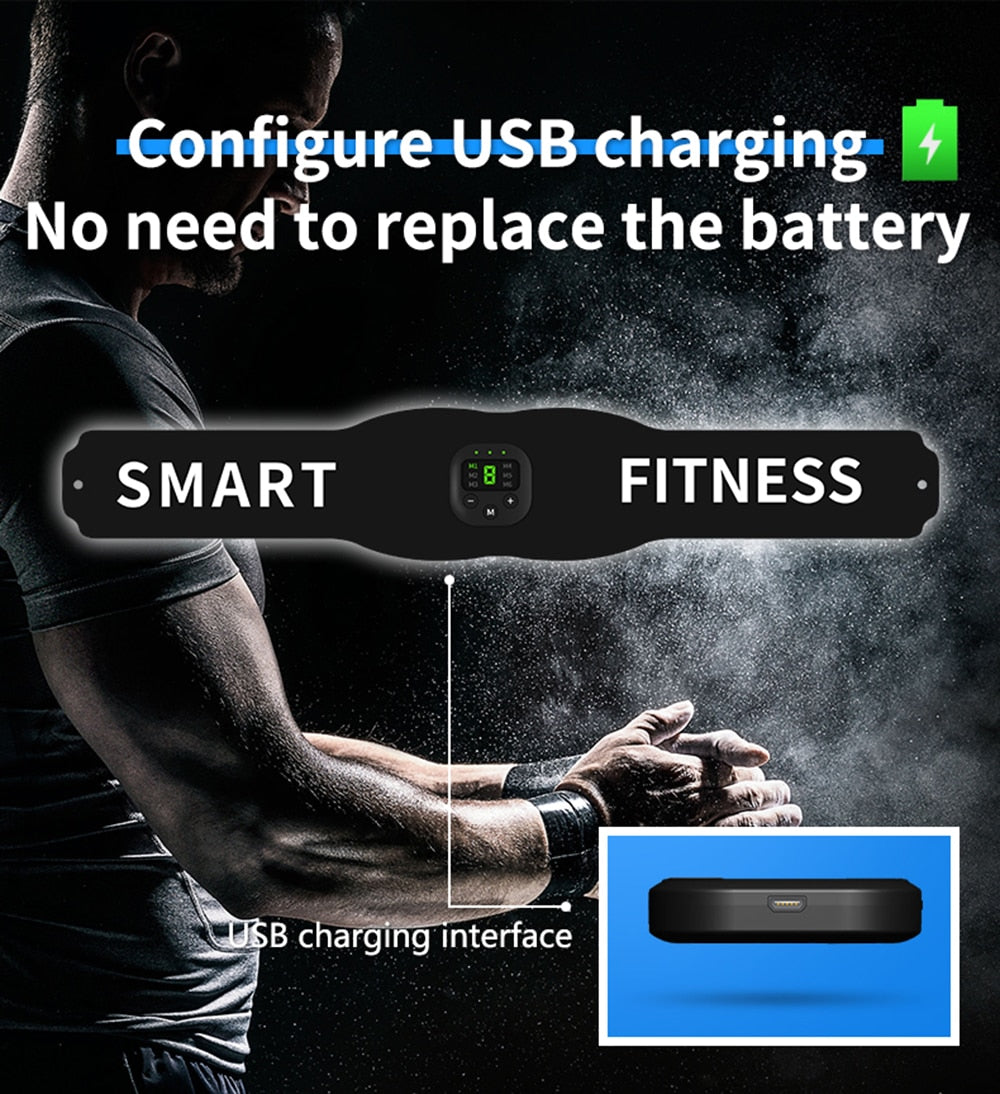 EMS Muscle Stimulator Wireless Muscle Trainer Abdomen Training Belt Fat Burner Weight Loss Stickers Body Slimming Belt Unisex - ultrsbeauty