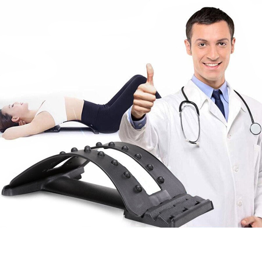 Back Massager Stretcher Fitness Massage device Stretch Relax Stretcher Lumbar Support Spine Pain Relief Chiropractic Health care - ultrsbeauty