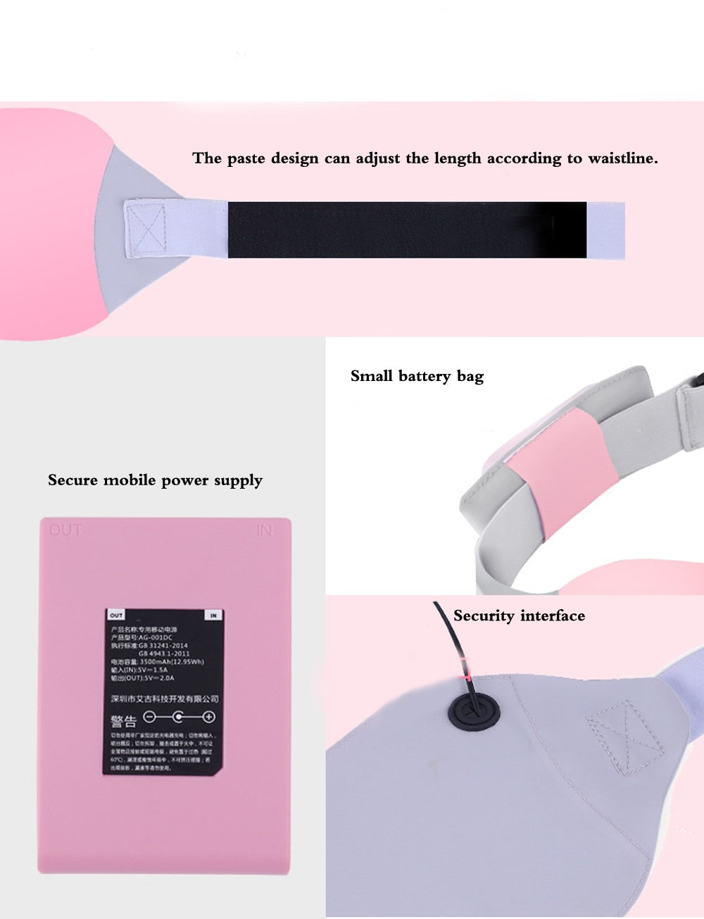 Washable Far Infrared wireless warm uterus belt Electric Heating Belt Lady Warm Palace Menstrual Stomachache Waist Pain Relief - ultrsbeauty