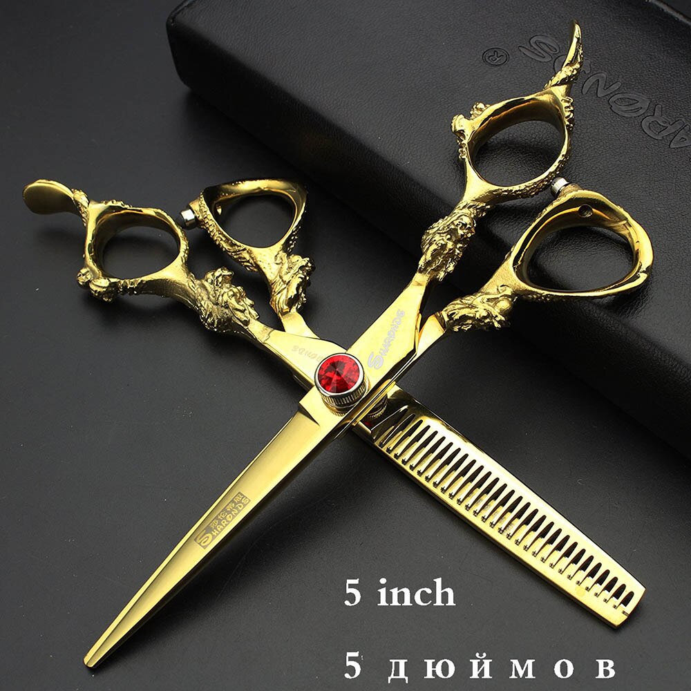 Japan440c professional hairdressing scissors dragon handle hair scissors 5.5/6/7 inch barber shop scissors cutting scissors tool - ultrsbeauty