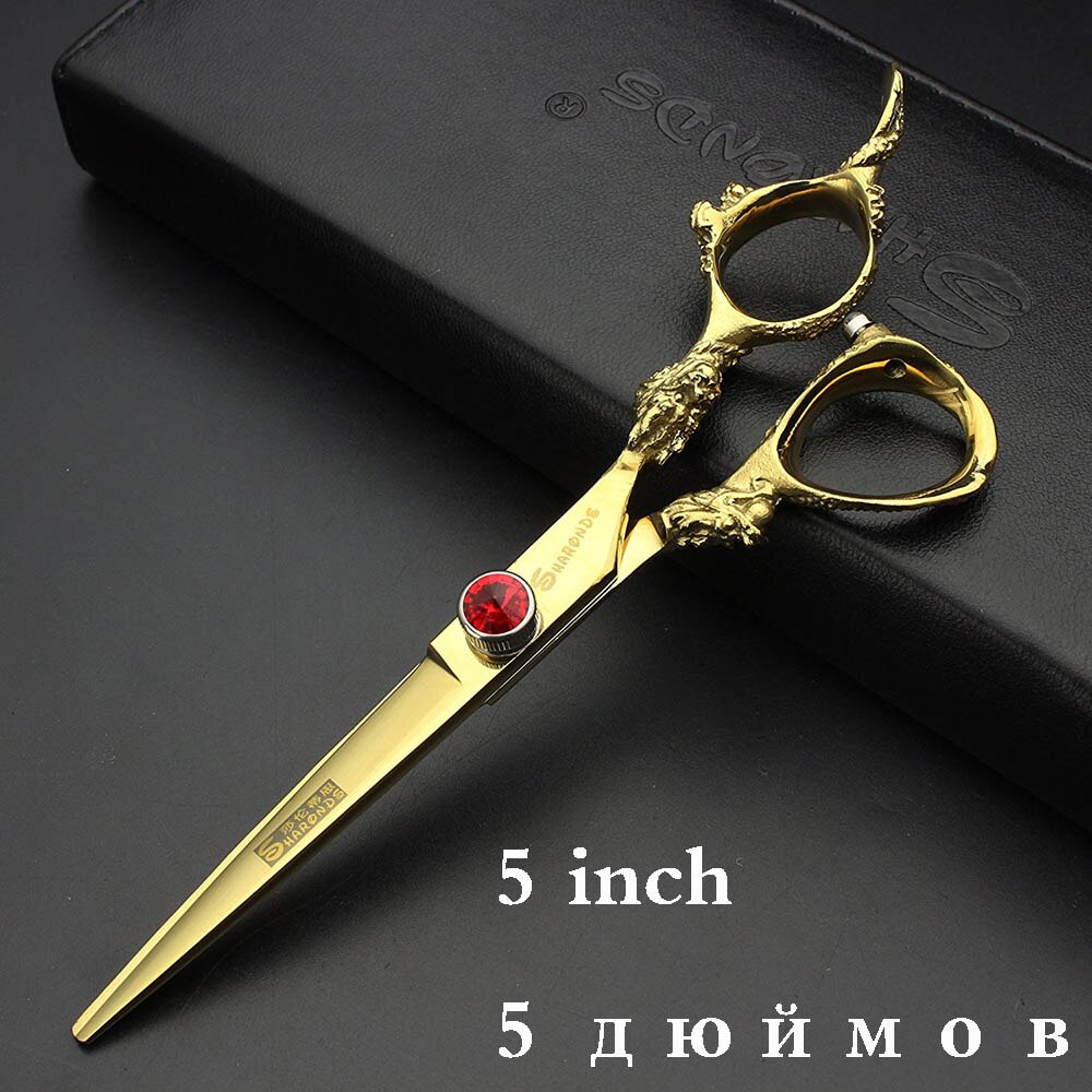 Japan440c professional hairdressing scissors dragon handle hair scissors 5.5/6/7 inch barber shop scissors cutting scissors tool - ultrsbeauty