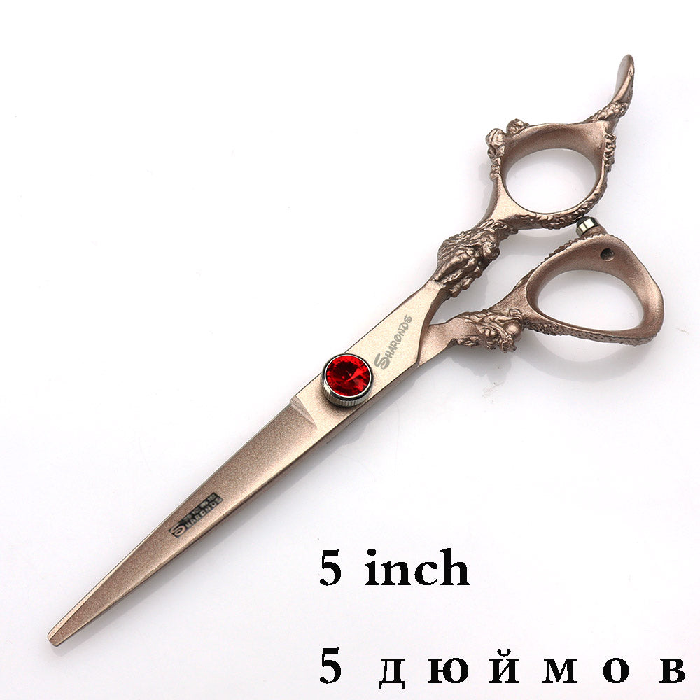 Japan440c professional hairdressing scissors dragon handle hair scissors 5.5/6/7 inch barber shop scissors cutting scissors tool - ultrsbeauty