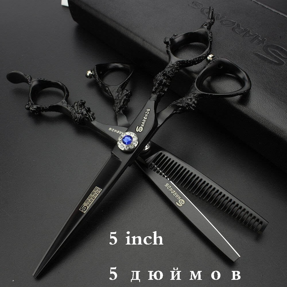 Japan440c professional hairdressing scissors dragon handle hair scissors 5.5/6/7 inch barber shop scissors cutting scissors tool - ultrsbeauty