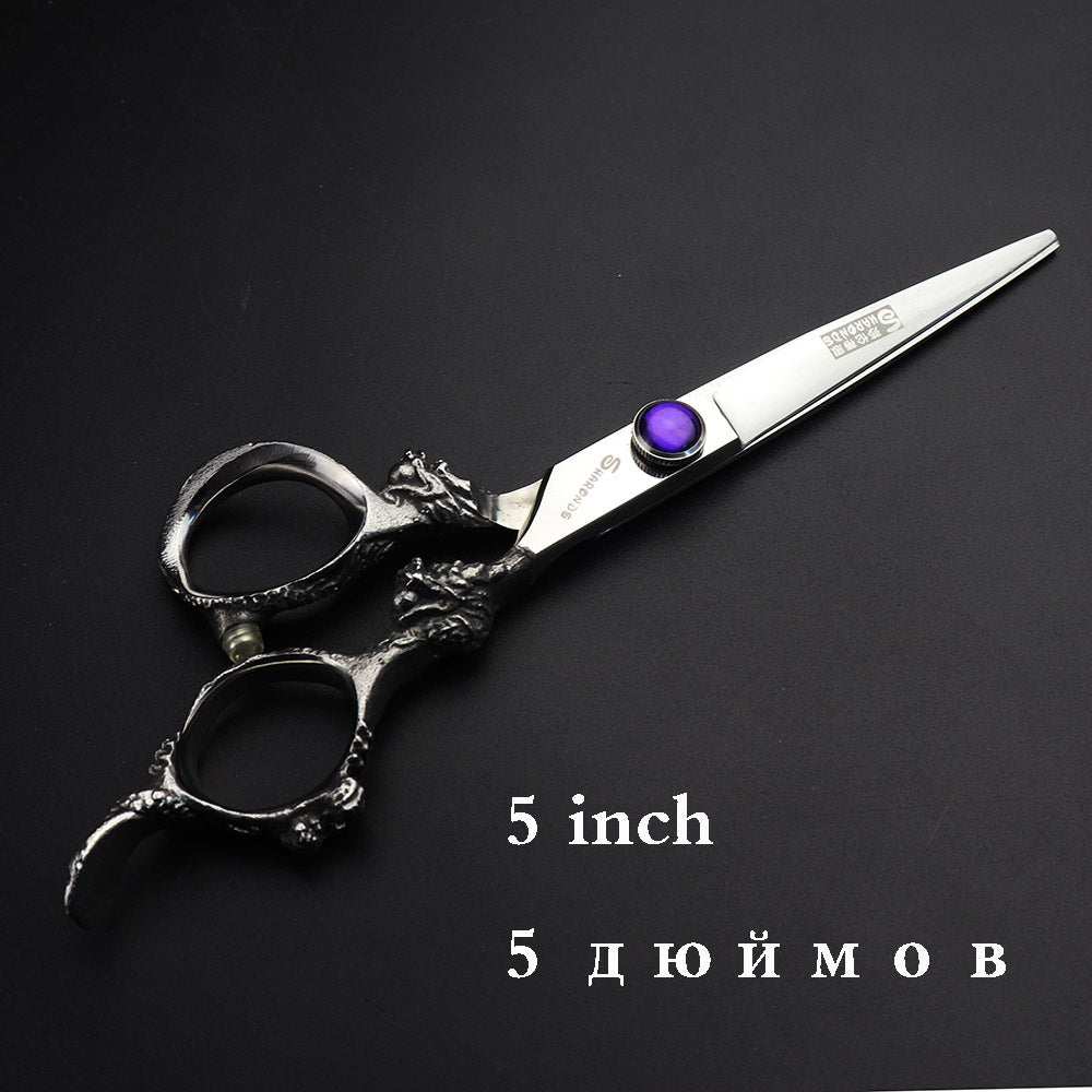 Japan440c professional hairdressing scissors dragon handle hair scissors 5.5/6/7 inch barber shop scissors cutting scissors tool - ultrsbeauty