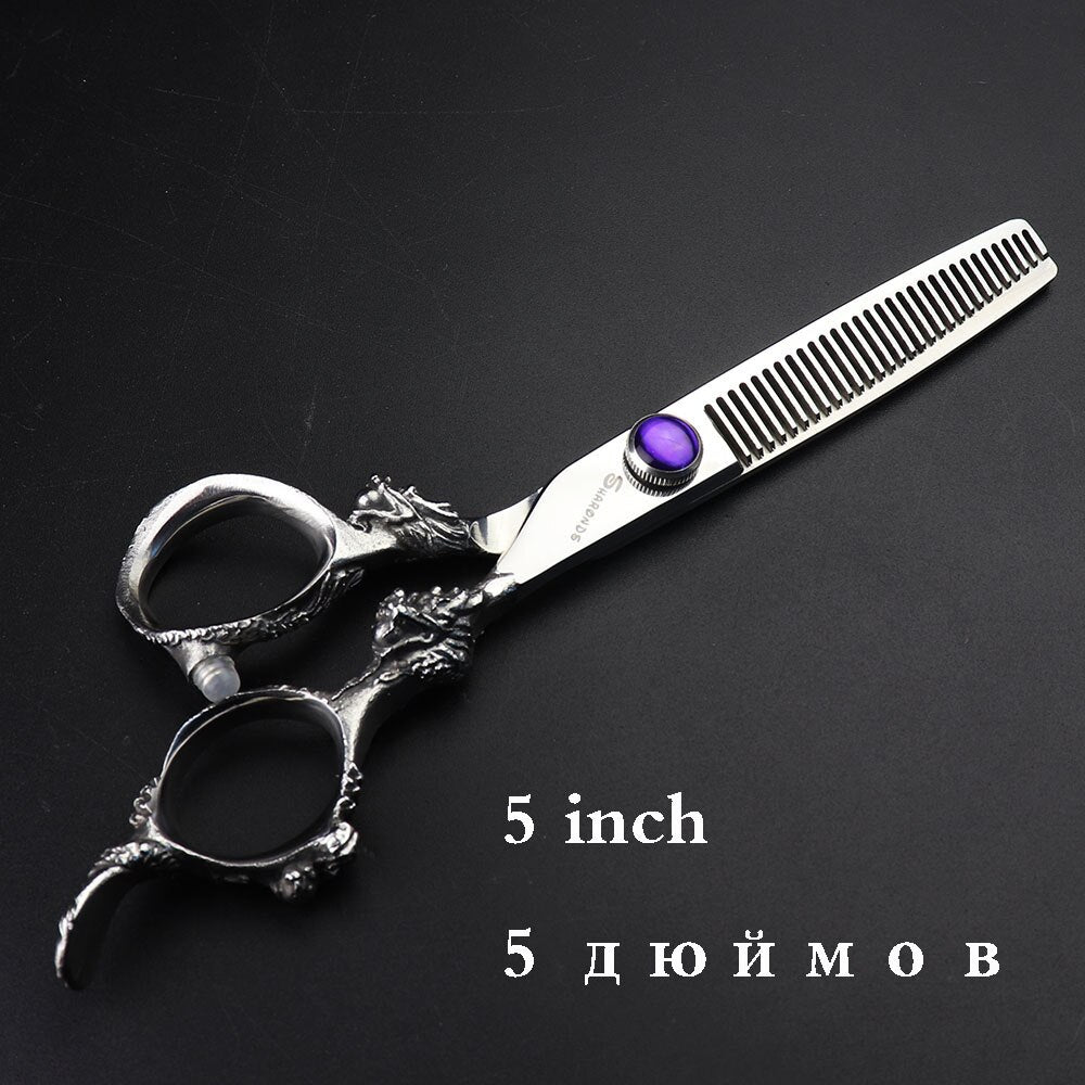 Japan440c professional hairdressing scissors dragon handle hair scissors 5.5/6/7 inch barber shop scissors cutting scissors tool - ultrsbeauty