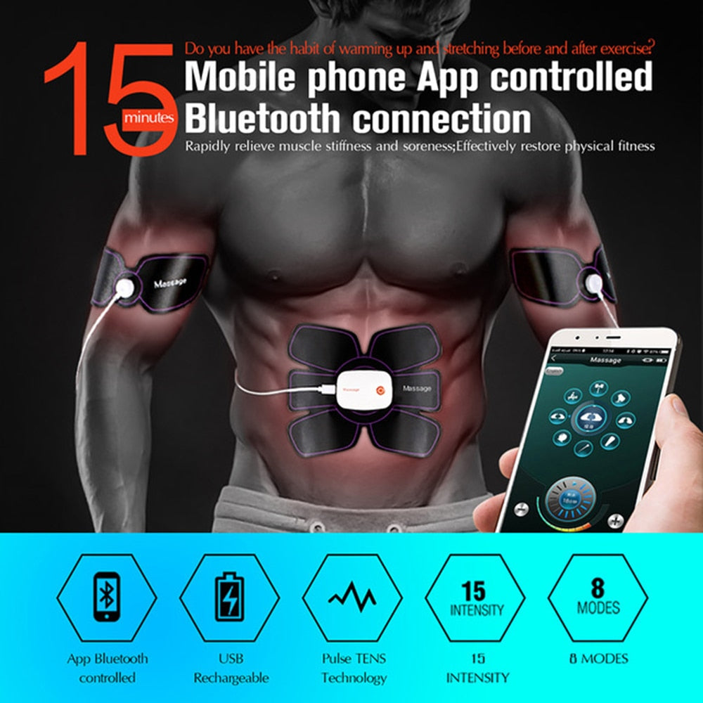 Rechargeable ABS muscle Stimulator Massager Electric For The Body Pulse Fitness Bluetooth Control Tens Muscle Relax Trainer - ultrsbeauty