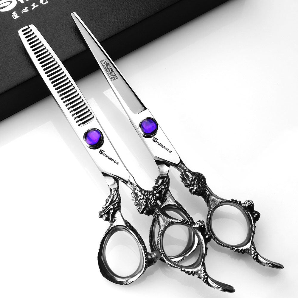 Professional hairdresser cutting scissors thinning scissors dragon handle hair scissors Japan 440c - ultrsbeauty