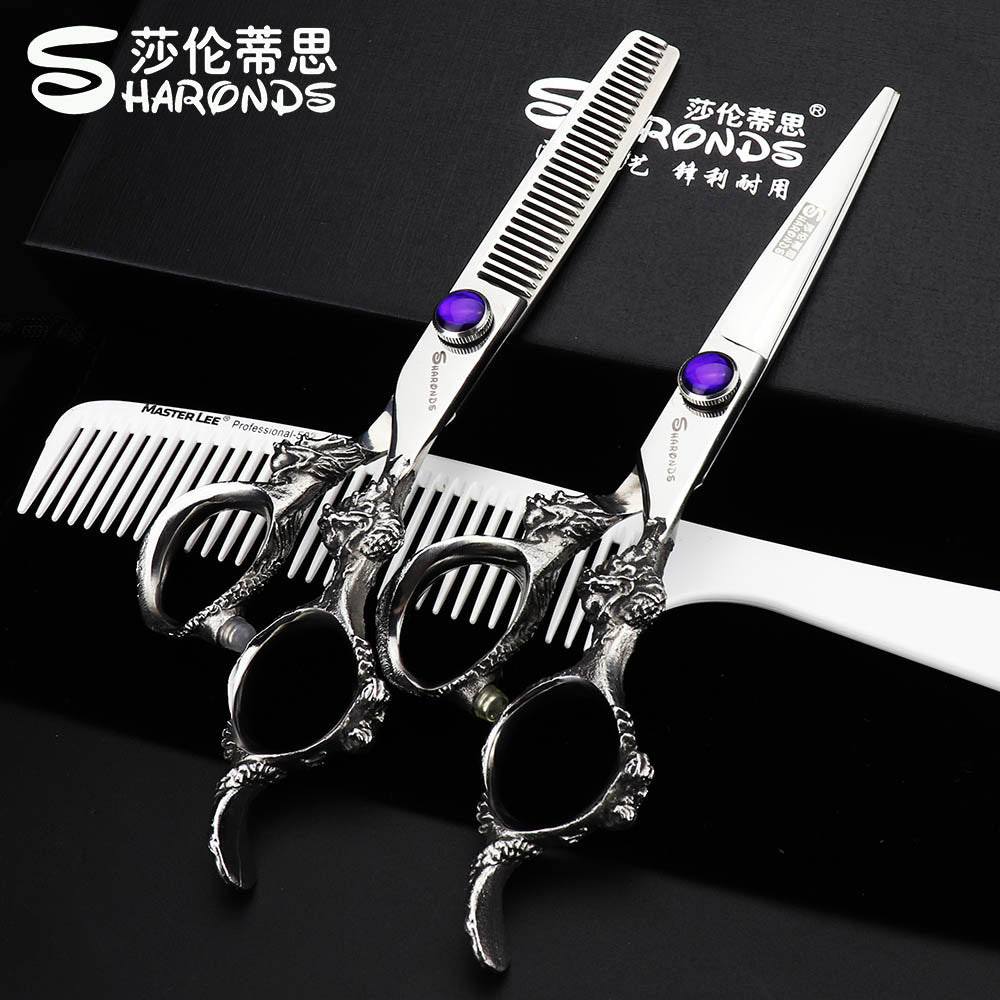 Professional hairdresser cutting scissors thinning scissors dragon handle hair scissors Japan 440c - ultrsbeauty