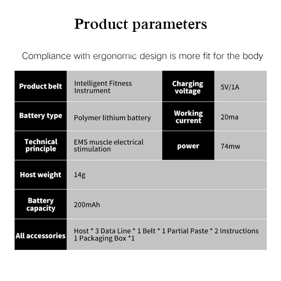 Smart EMS Muscle Trainer Electric Muscle Stimulator Wireless Abdominal Arm ABS Stimulator Fitness Slimming Gel Massager - ultrsbeauty