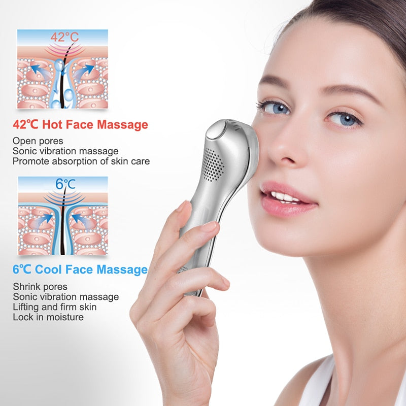 2in1 Sonic Face Massage Hot & Cool Handheld Face & Eye Anti-aging Massager with Vibration Facial Lifting Device - ultrsbeauty