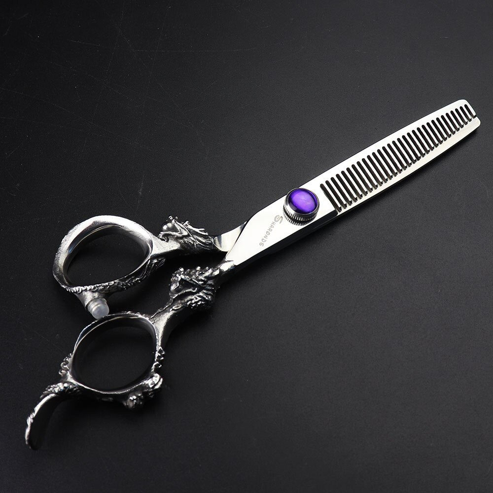 Japan440c professional hairdressing scissors dragon handle hair scissors 5.5/6/7 inch barber shop scissors cutting scissors tool - ultrsbeauty